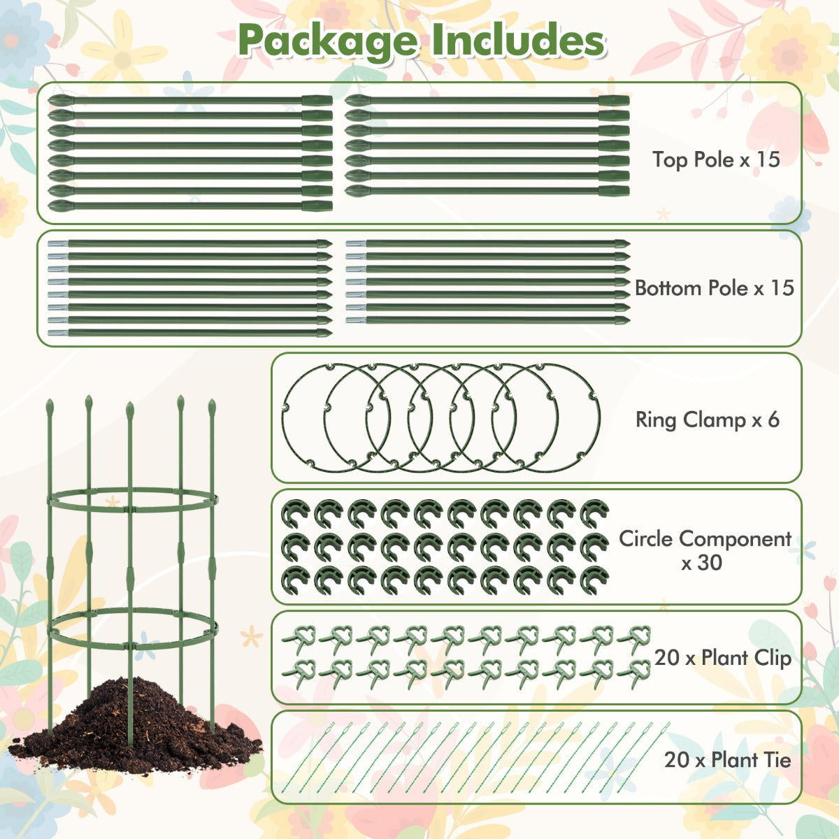 3-Pack Garden Trellis for Climbing Vines Flowers Potted Plants Vegetables Fruits-S