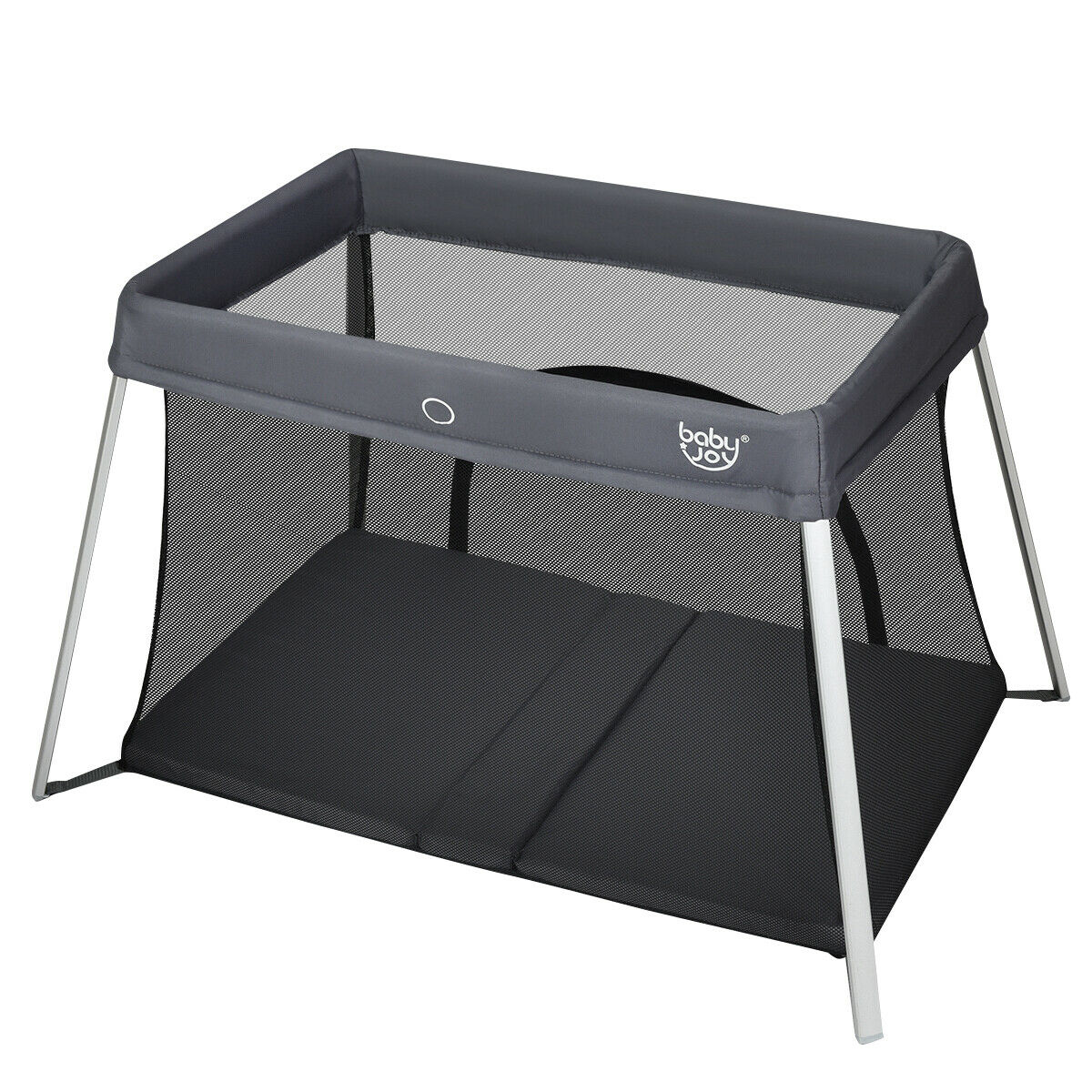 Lightweight Folding Playpen with Zipper Access Door-Grey