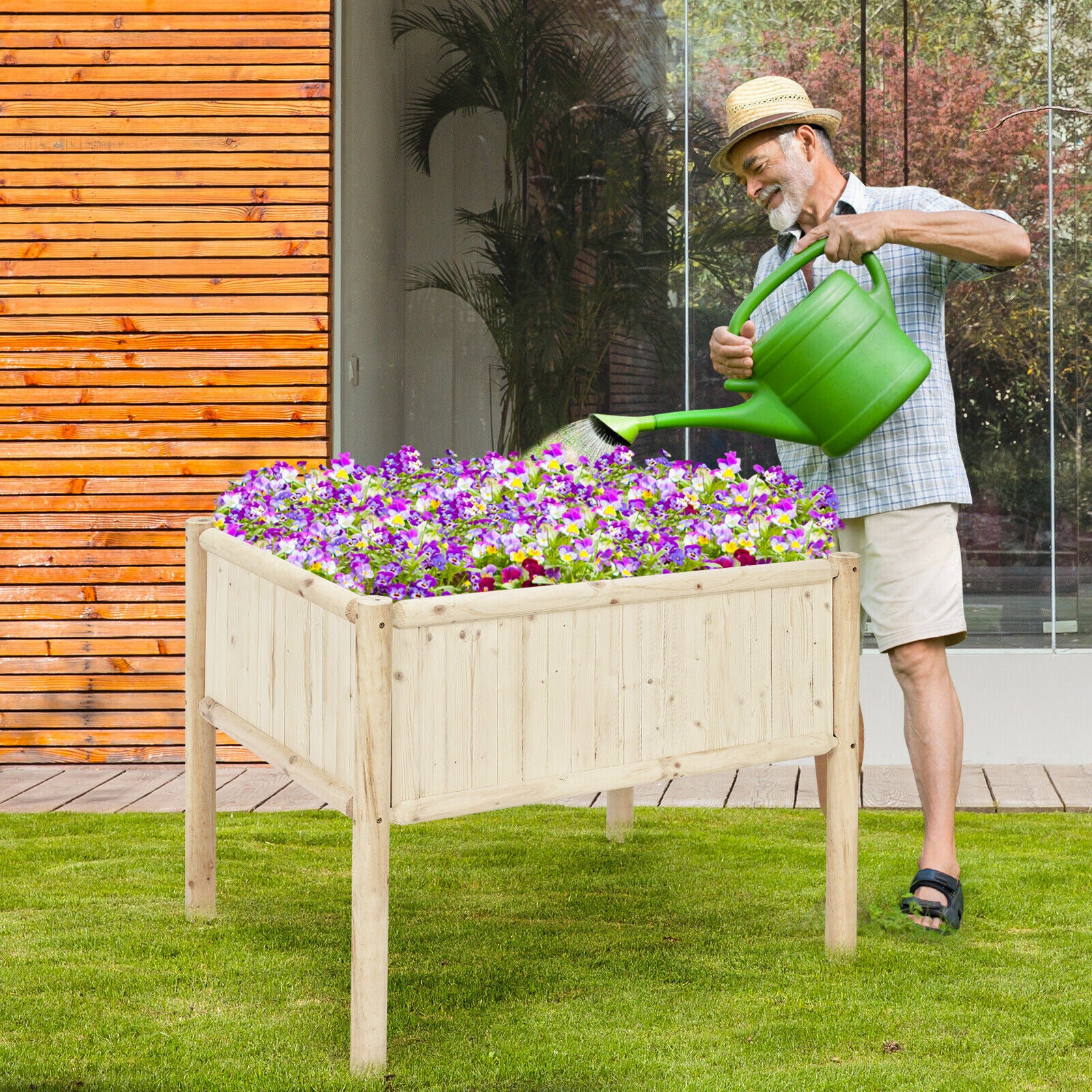 Raised Fir and Pine Wood Garden Planter