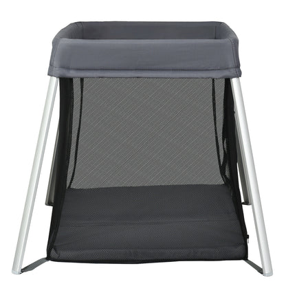 Lightweight Folding Playpen with Zipper Access Door-Grey