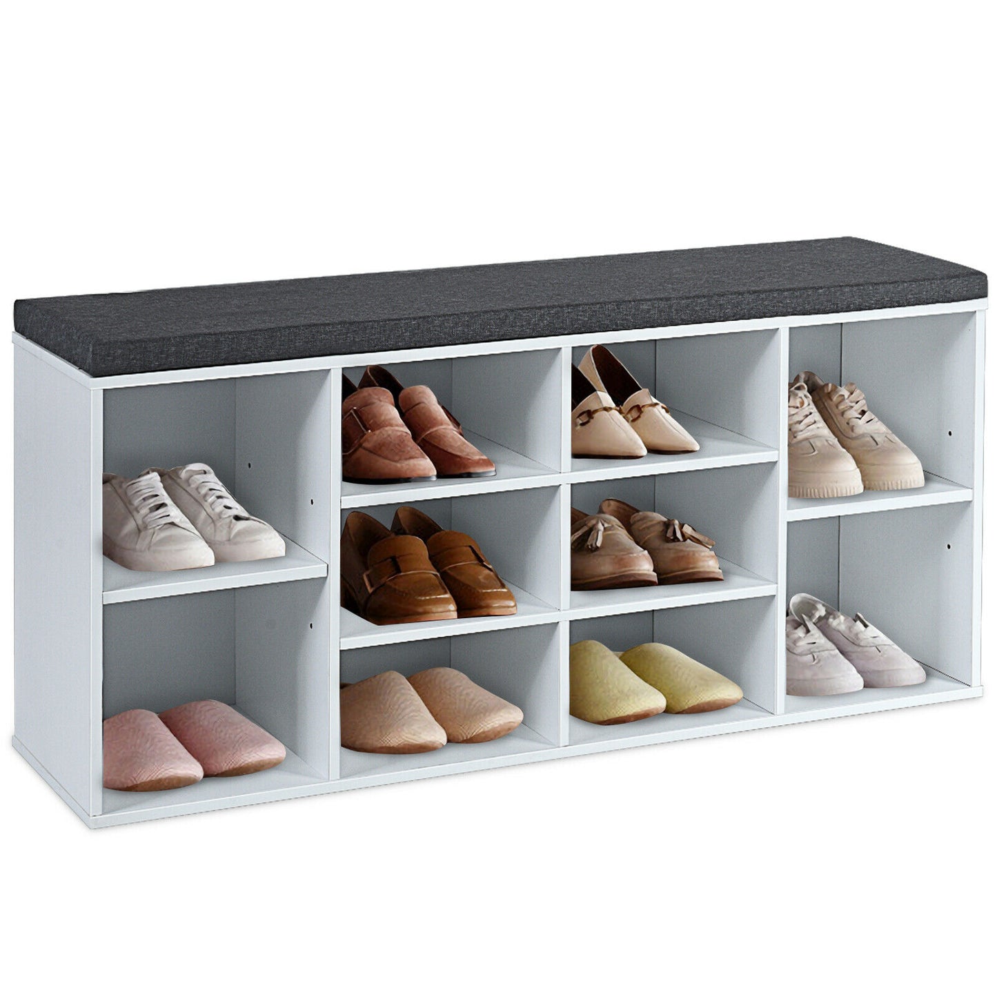 Large Shoe bench / Open Storage Bench-White