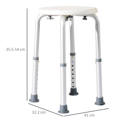 HOMCOM Adjustable Non-Slip Shower and Bath Stool,  32.5Wx41Dx35.5-54H cm-Cream White