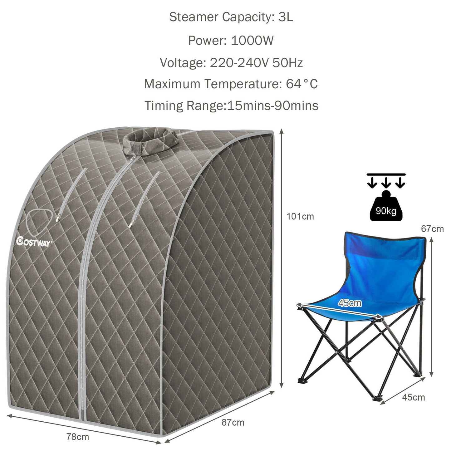 3L Portable Steam Sauna Full Body Slimming Detox Tent