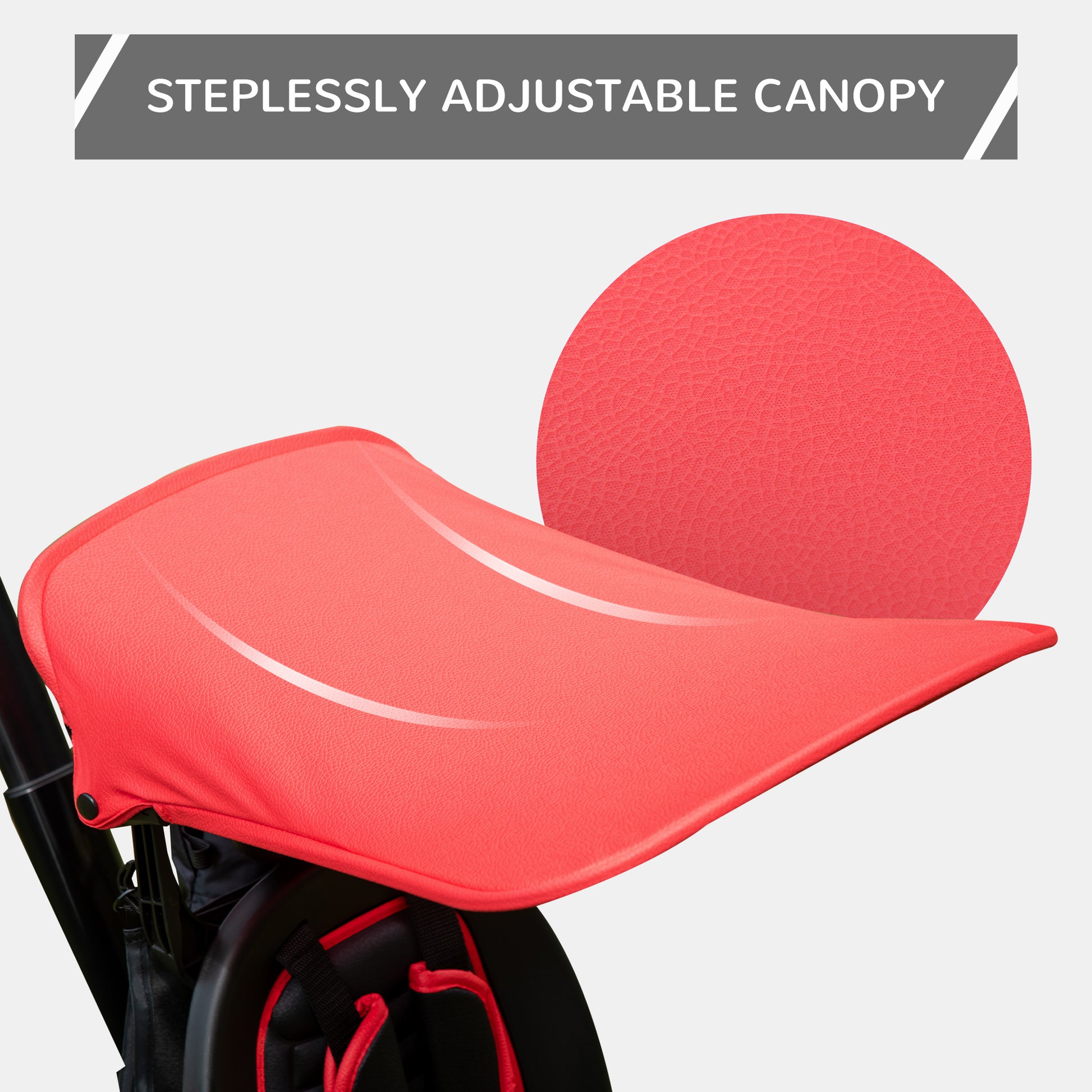 HOMCOM 4 in 1 Baby Tricycle Toddler Stroller Foldable Pedal Tricycle w/ Reversible Angle Adjustable Seat Removable Handle Canopy Handrail Belt-Red