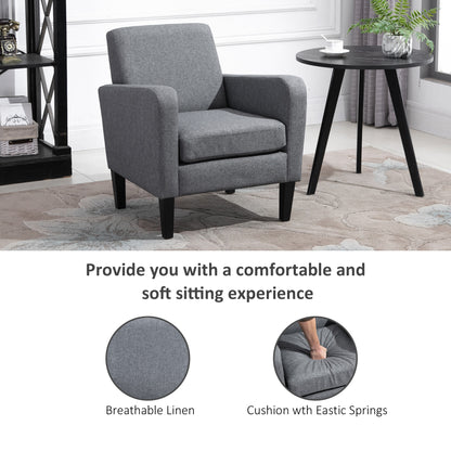 HOMCOM Linen Single Armchair, with Padded Seat - Grey