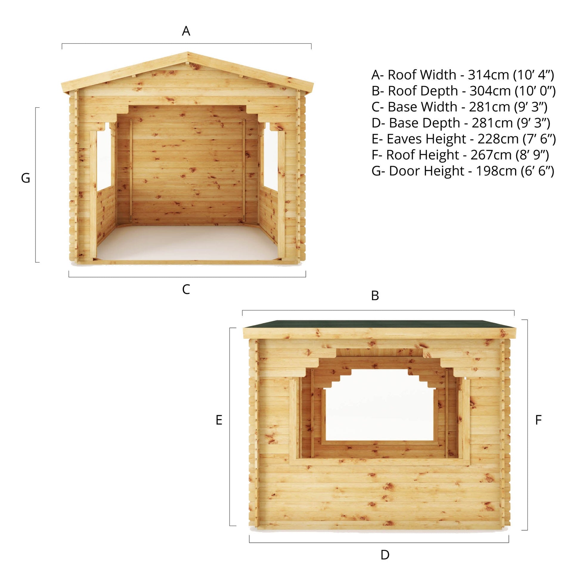 3M X 3M Log Gazebo - 28Mm