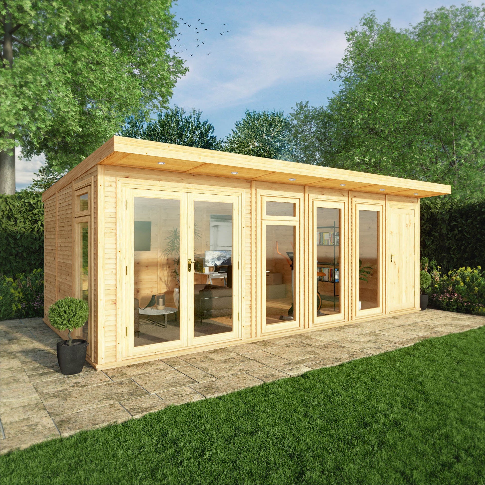 6M X 3M(D) Insulated Garden Room With Side Shed