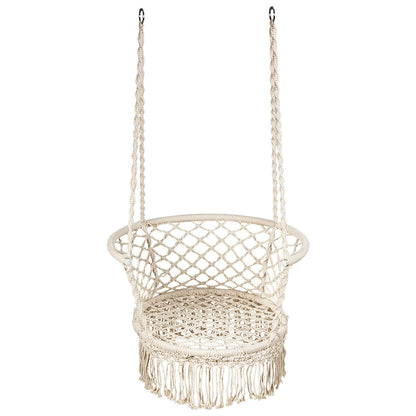 Hanging Swing Chair with Tassels-White