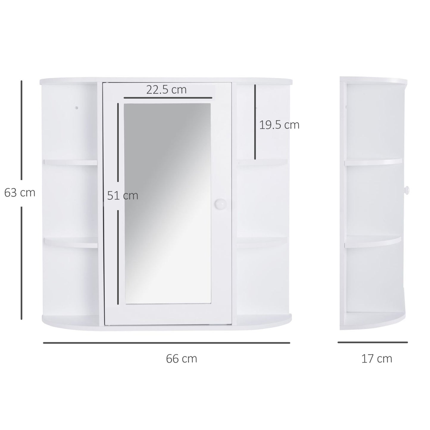 HOMCOM Bathroom Mirror Cabinet, Wall Mounted Storage Cupboard with Mirror Single Door Storage Organizer 2-tier Inner Shelves, White