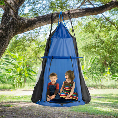 2-in-1 Kids Nest Swing with Detachable Play Tent-Blue