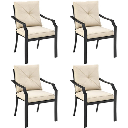 4 Pieces Stackable Outdoor Dining Chair Set with Removable Cushions-Beige