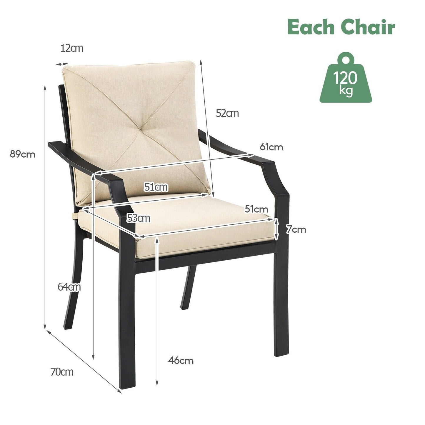 4 Pieces Stackable Outdoor Dining Chair Set with Removable Cushions-Beige