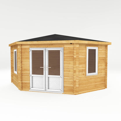 4M X 4M Corner Cabin - 44Mm (Upvc Windows & Door) - White