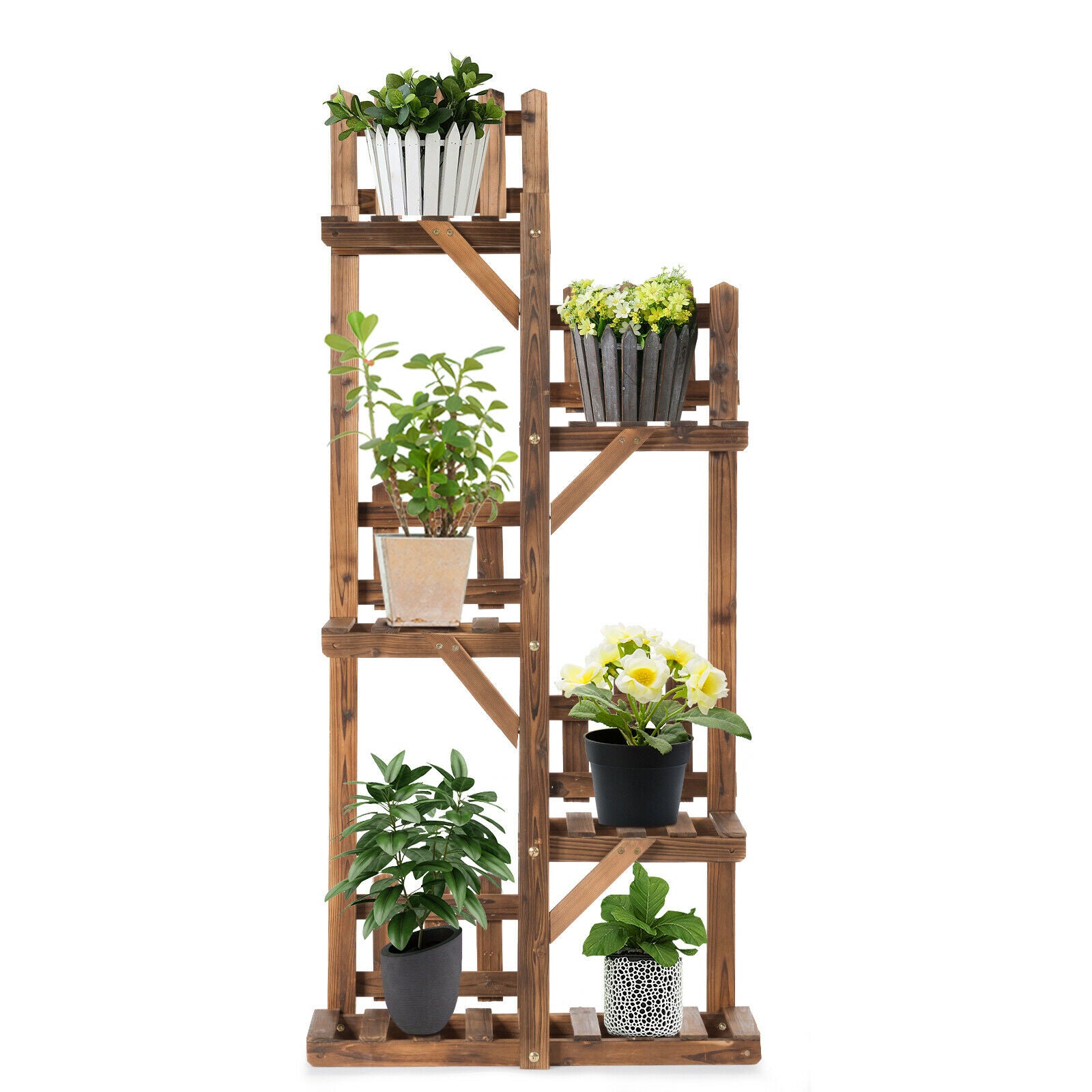 5-Tier Wooden Plant Stand in Living Room Garden Patio Balcony