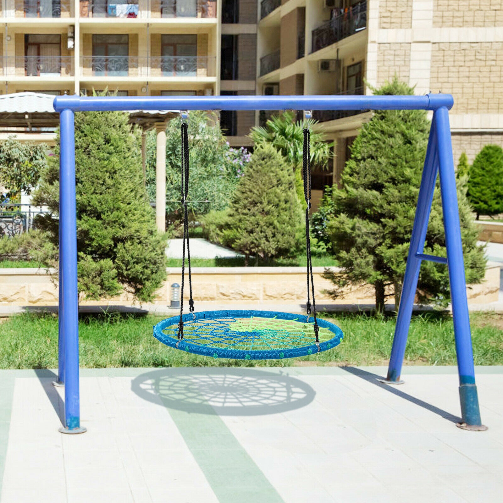 100cm Spider Web Tree Swing Round Children-Blue