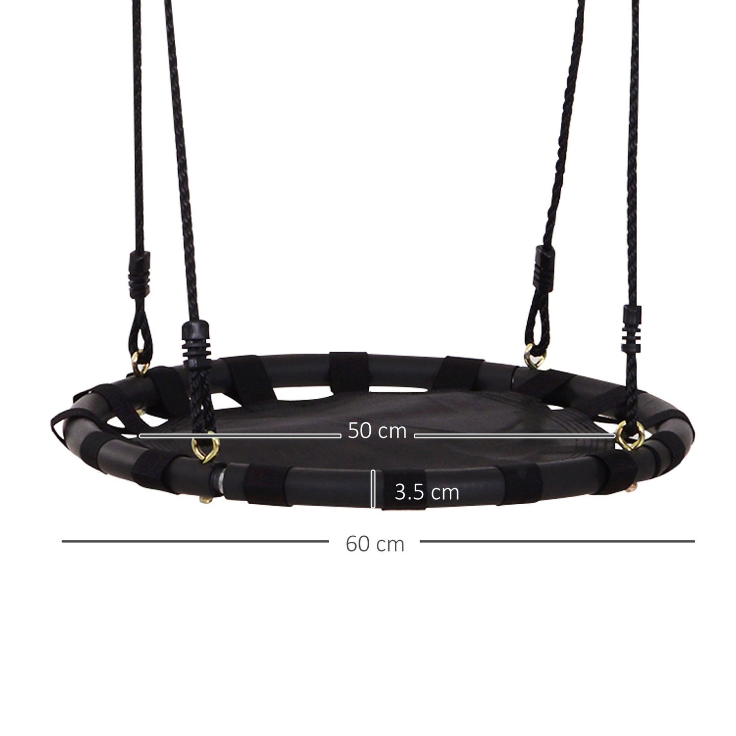 HOMCOM 23.5 Inch/ 60 cm Kids Nest Swing Seat Round Hanging Tree Metal Frame Backyard Playground Outdoor Garden Backyard Play Toy Black