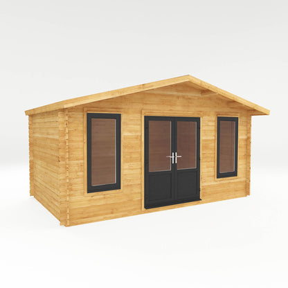 5M X 3M Retreat Log Cabin - 44Mm (Upvc Windows & Door) - Grey