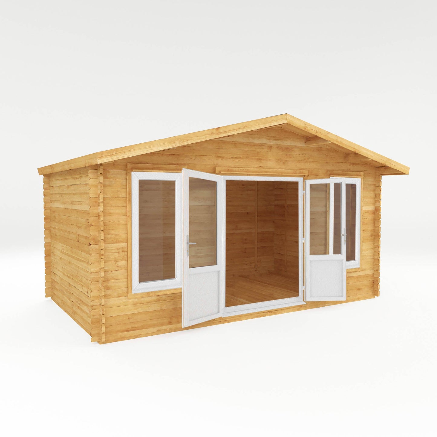 5M X 3M Retreat Log Cabin - 44Mm (Upvc Windows & Door) - White