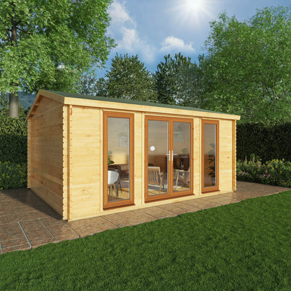 5M X 4M Home Office Studio - 44Mm  (Upvc Windows & Door) - Oak