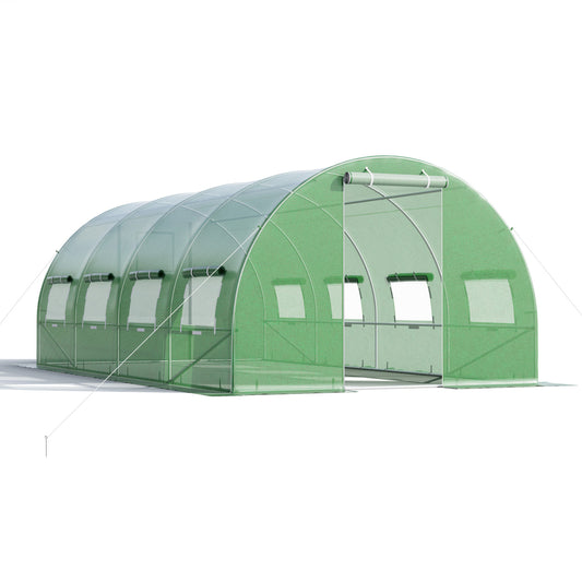 600 x 300 x 200 cm Walk-in Greenhouse with 2 Zippered Doors-Green