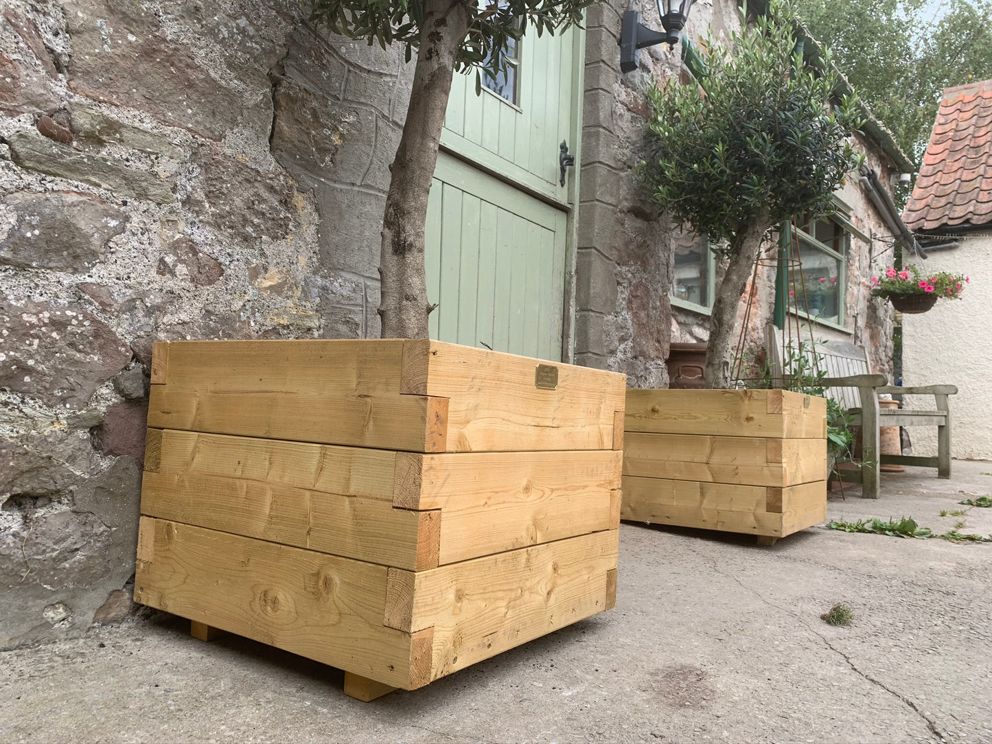 60 x 60 x 45H Garden Planters, Devonshire Planter, Wooden Planters, Wooden Trough Planters