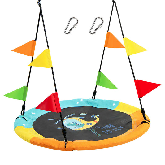 100cm Round Saucer Tree Swing with Heights Adjustable Rope