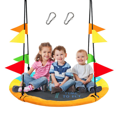 100cm Round Saucer Tree Swing with Heights Adjustable Rope