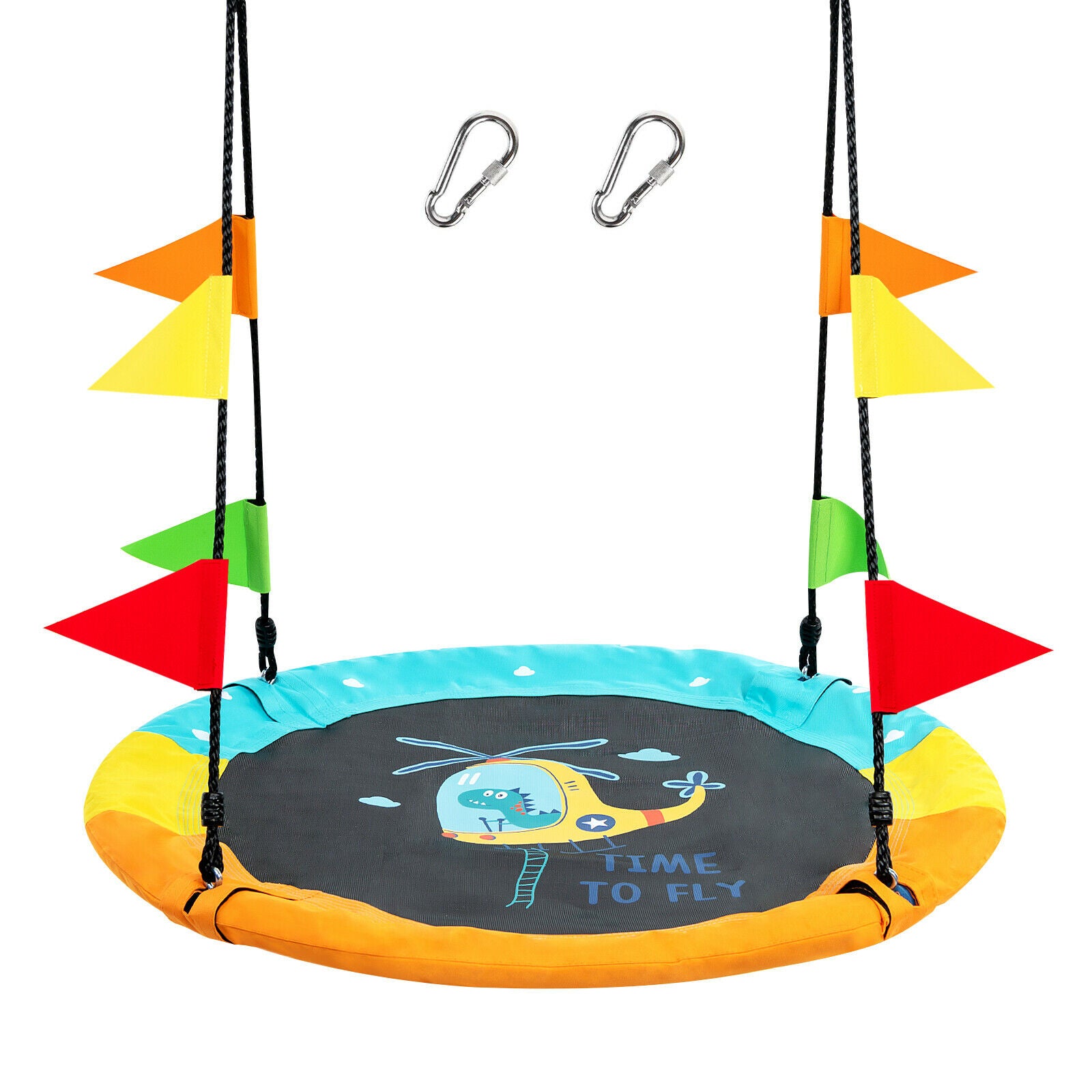 100cm Round Saucer Tree Swing with Heights Adjustable Rope