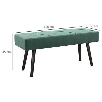 HOMCOM End of Bed Bench with X-Shape Design and Steel Legs, Upholstered Hallway Bench for Bedroom, Green