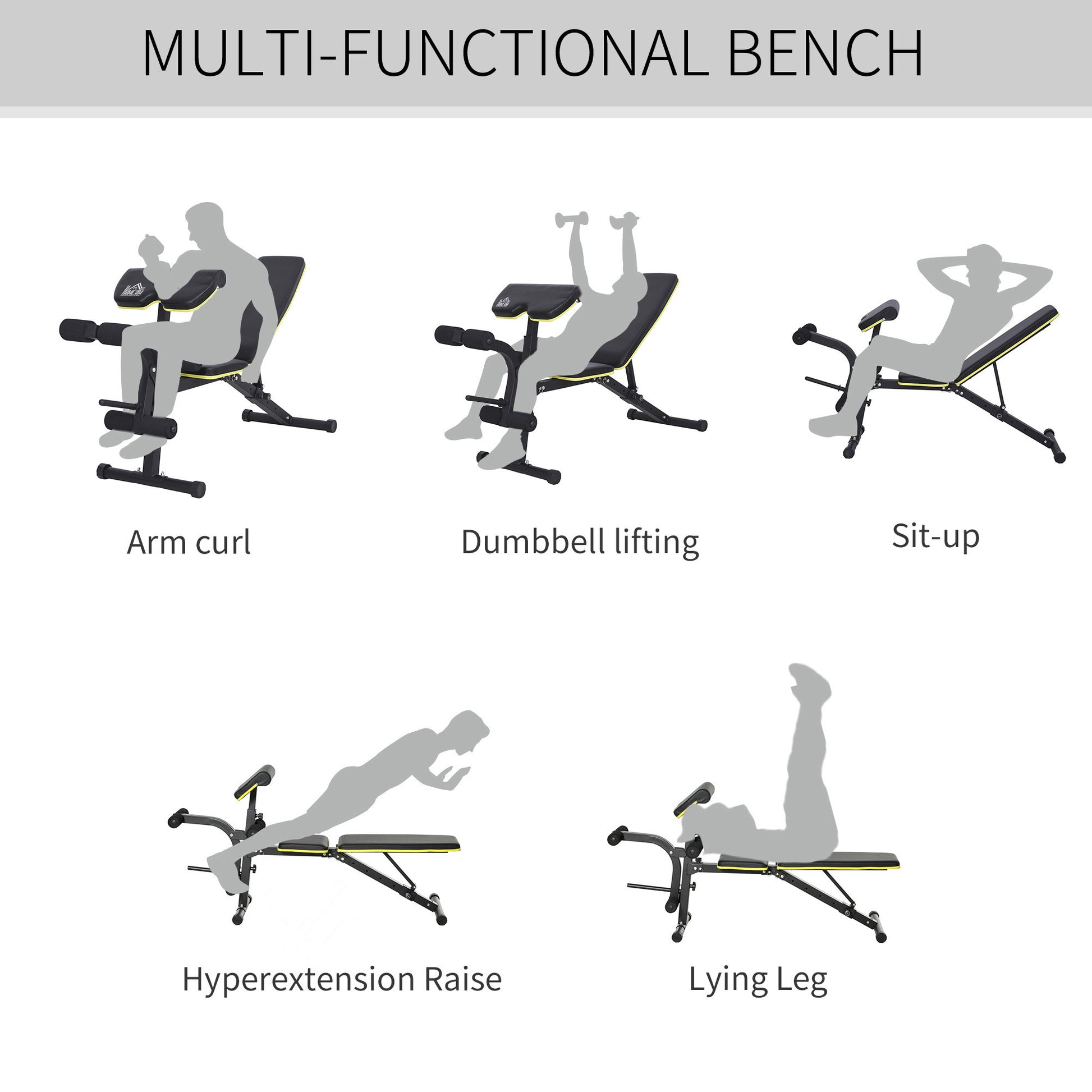 HOMCOM Multi-Functional Dumbbell Weight Bench Adjustable Sit-Up Stand For Home Gym With Adjustable Seat and Back Angle