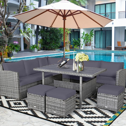 7-Piece Patio Furniture Set with Back and Seat Cushions-Grey