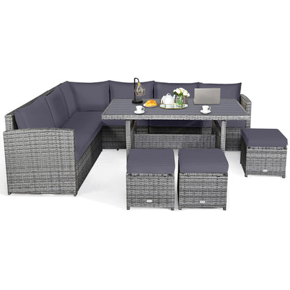 7-Piece Patio Furniture Set with Back and Seat Cushions-Grey