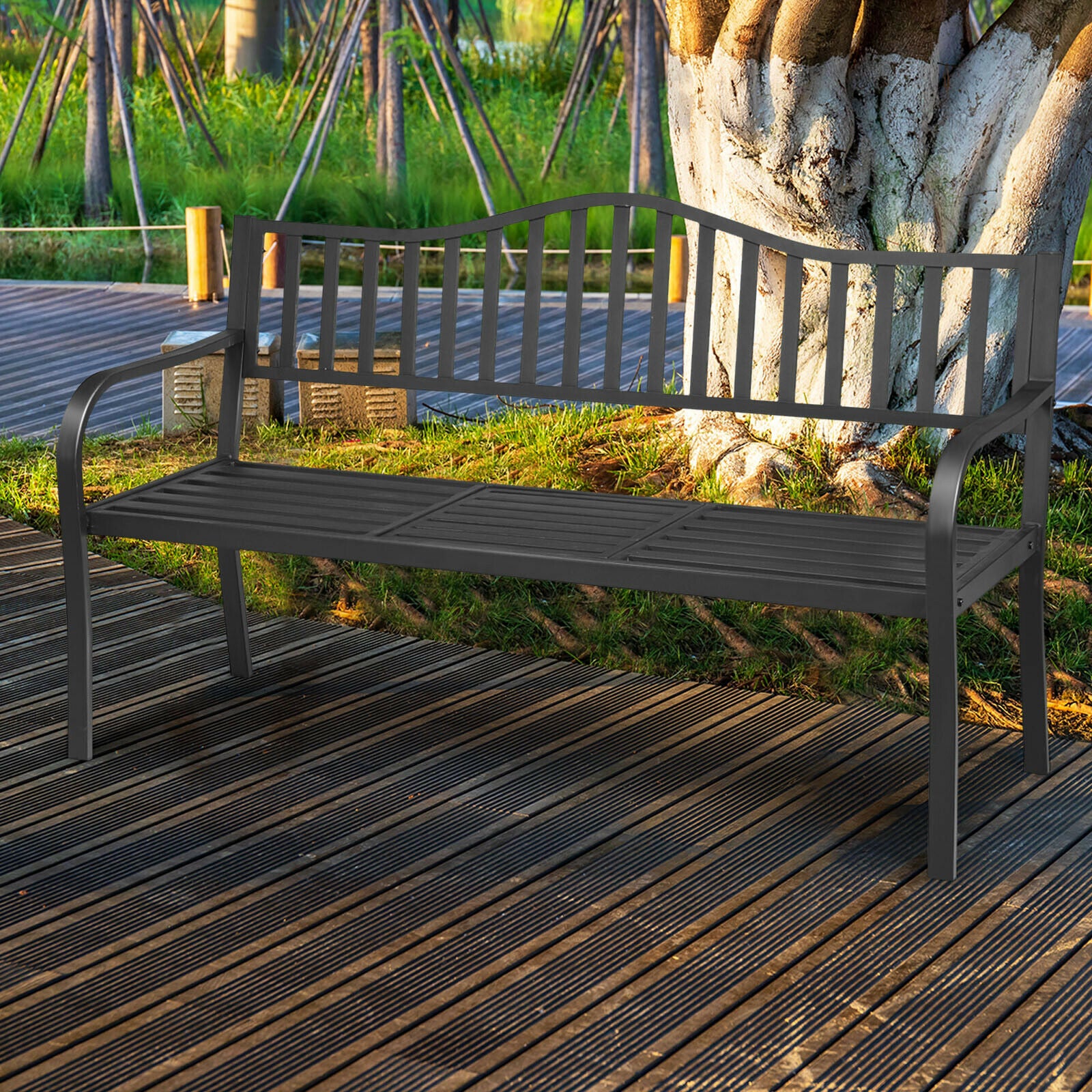 Garden Bench with Integral Folding Table