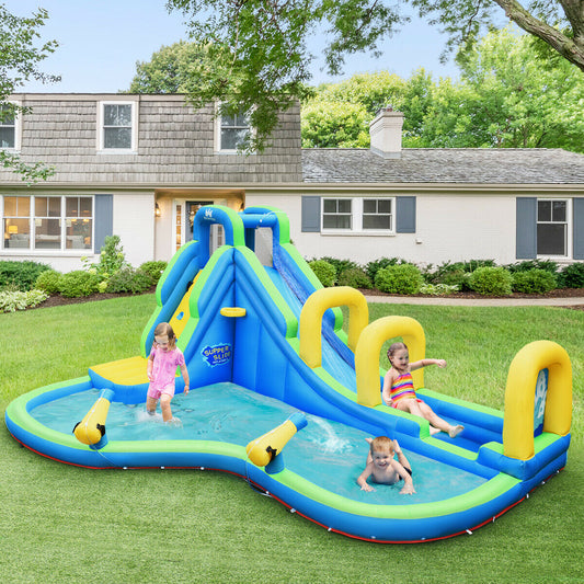 Inflatable Slide with Splash Pool and Water Cannons