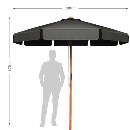 3m Garden Parasol Umbrella Garden Outdoor Sun Shade-Grey