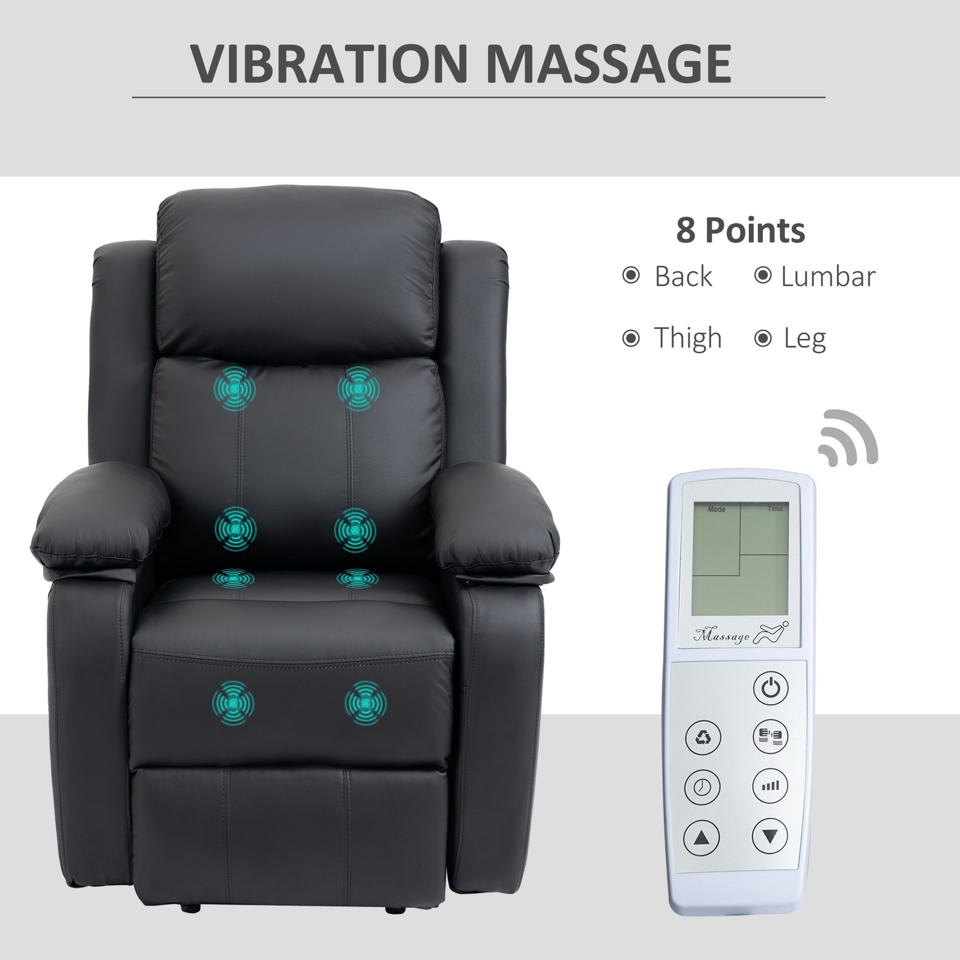 HOMCOM Electric Power Lift Recliner Chair Vibration Massage Reclining Chair with Remote Control and Side Pocket, Black