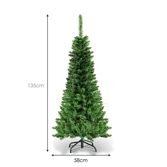 Artificial Pencil Christmas Tree with LED Lights in 3 Sizes-4.5FT