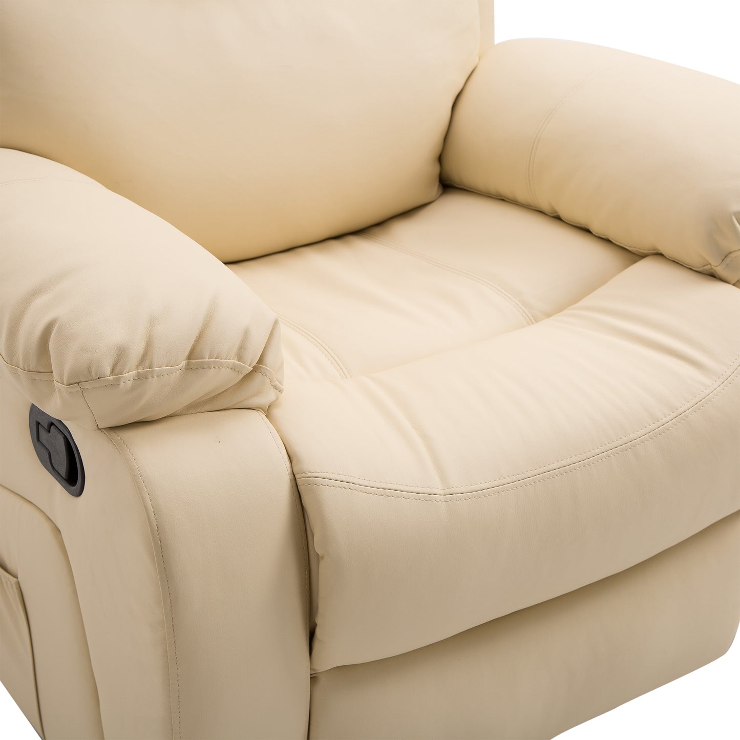 HOMCOM PU Leather Reclining Chair with 8 Massage Points and Heat, Manual Recliner with Swivel Base, Footrest and Remote, Beige