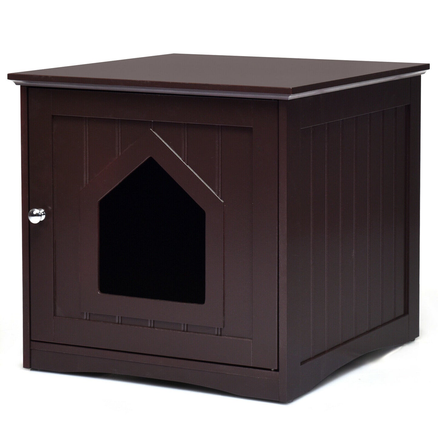 Wooden Cat House Litter Box Enclosure Nightstand-Brown