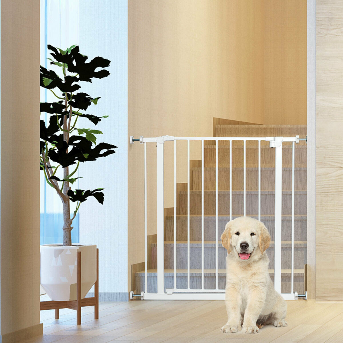 Safety Gate Two-way Opening Guard with Lock and Wall Cups for Pets