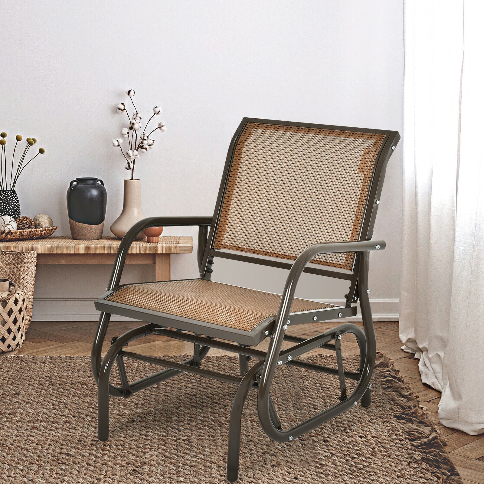 Glider Rocking Garden Chair-Brown