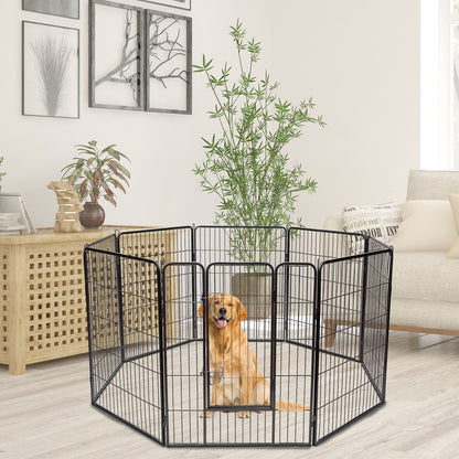 120 CM 8-Panel Height Anti-Rust Pet Playpen with Lockable Gate