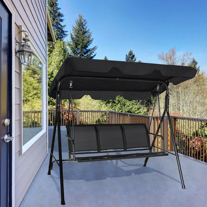 3 Seater Garden Swing Chair with Adjustable Canopy-Black