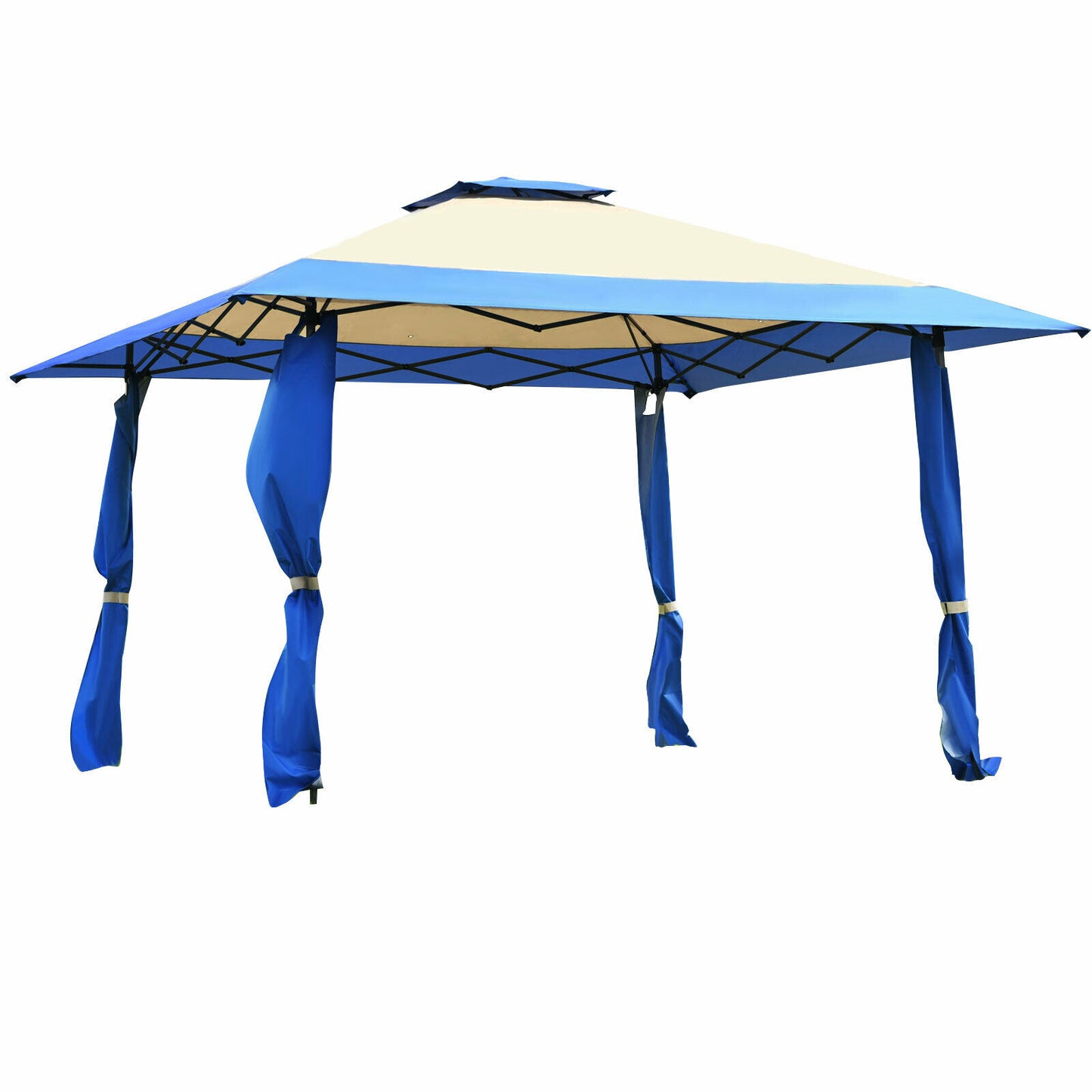 Large Adjustable Height Gazebo Canopy Patio Shelter-Blue