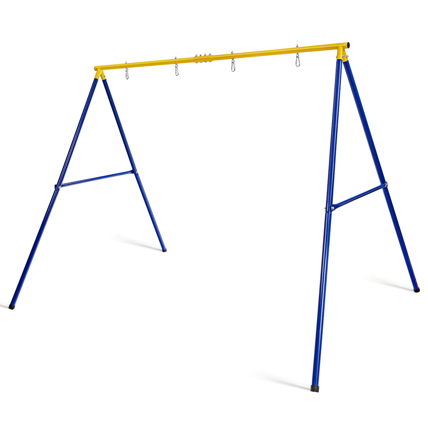 A-Shaped Metal Swing Frame with Anti-Slip Footpads-Blue &amp; Yellow