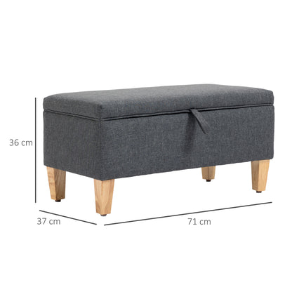 HOMCOM Linen Storage Ottoman Padded Footstool with Rubberwood Legs Ideal for Toy Box, Bed End, Shoe Bench, Seating