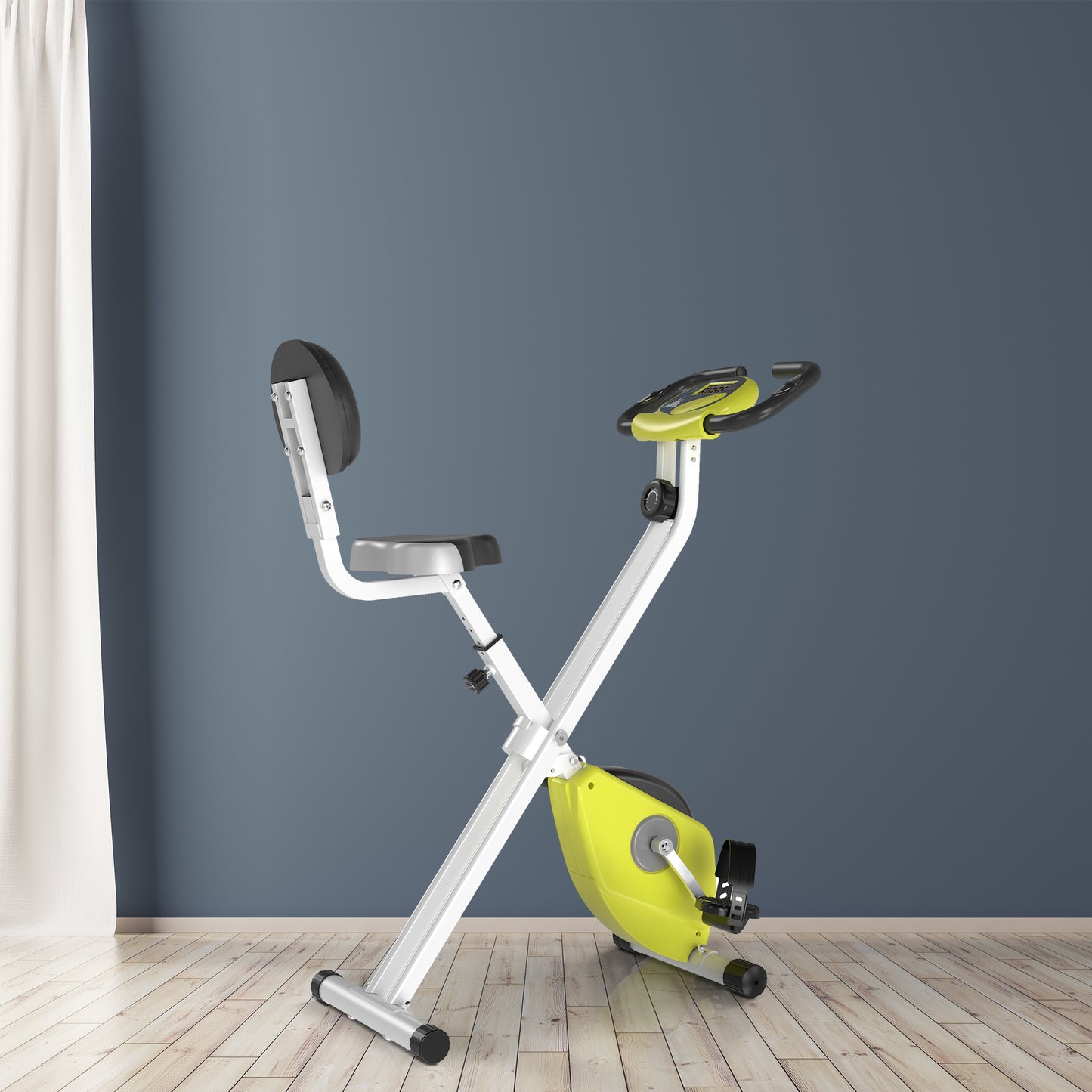 HOMCOM Steel Manual Stationary Bike Resistance Exercise Bike w/ LCD Monitor Yellow