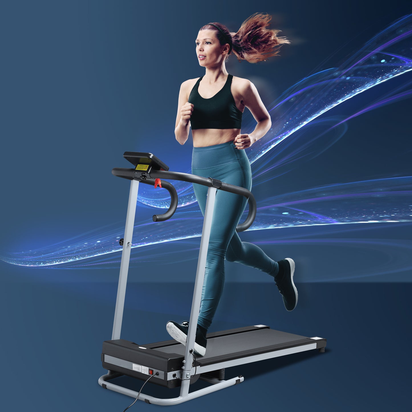 HOMCOM 10km/h Unisex Electric Treadmill, Folding Indoor Cardio Treadmill, 1.25HP Motorised Running Jogging Walking Machine, w/ 3 Programs, LCD Monitor