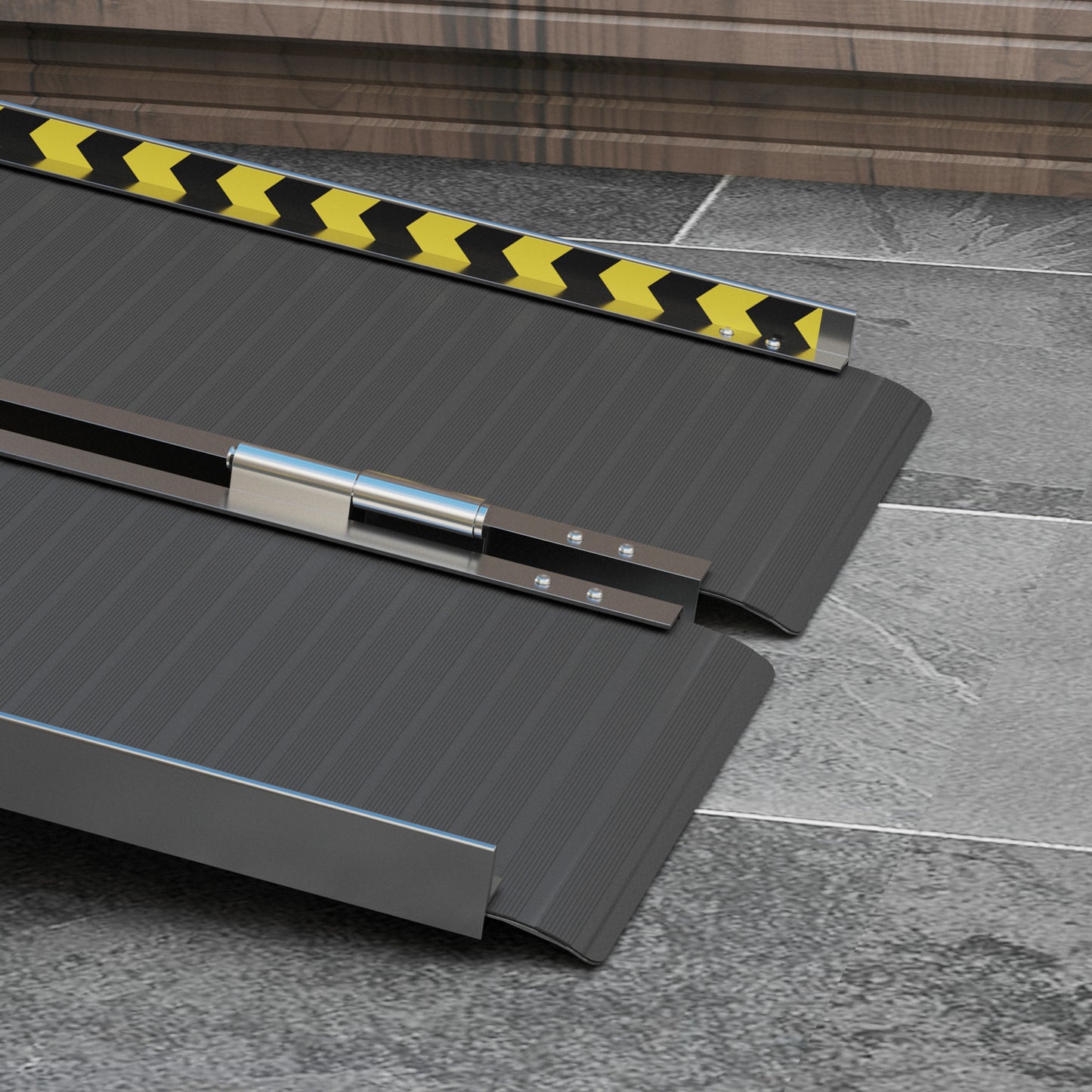 HOMCOM Wheelchair Ramp, 122L x 73Wcm, 272KG Capacity, Folding Aluminium Threshold Ramp w/ Non-Skid Surface, Transition Plates Above & Below