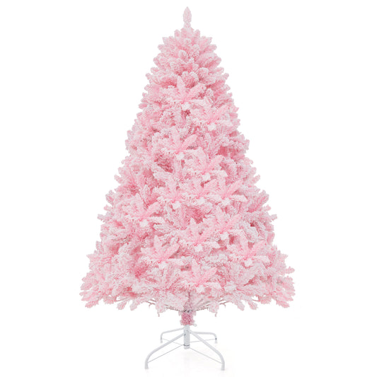 Flocked Artificial Xmas Tree with 808 PVC Branch Tips and 350 LED Lights